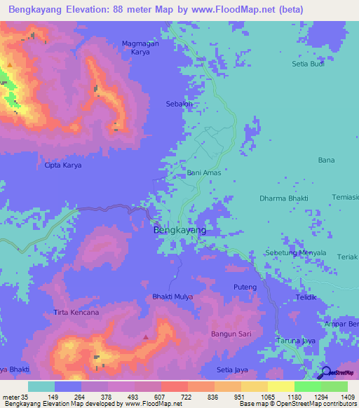 Bengkayang,Indonesia Elevation Map