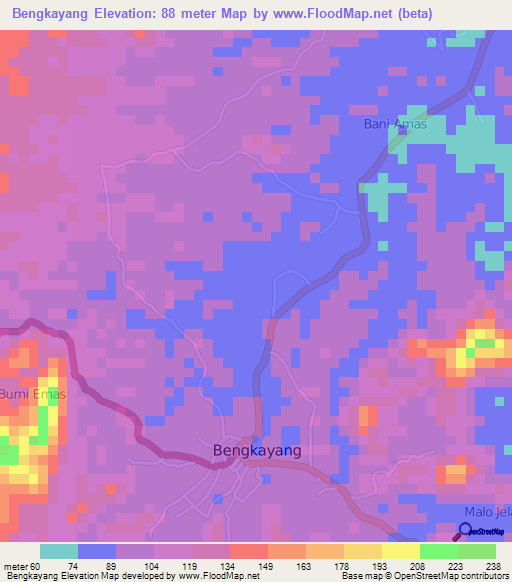 Bengkayang,Indonesia Elevation Map