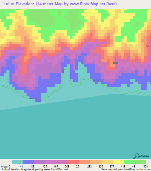 Luluo,Indonesia Elevation Map