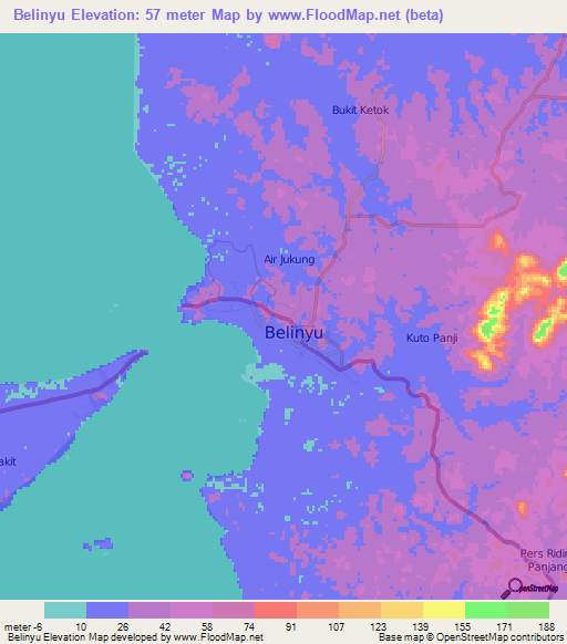 Belinyu,Indonesia Elevation Map