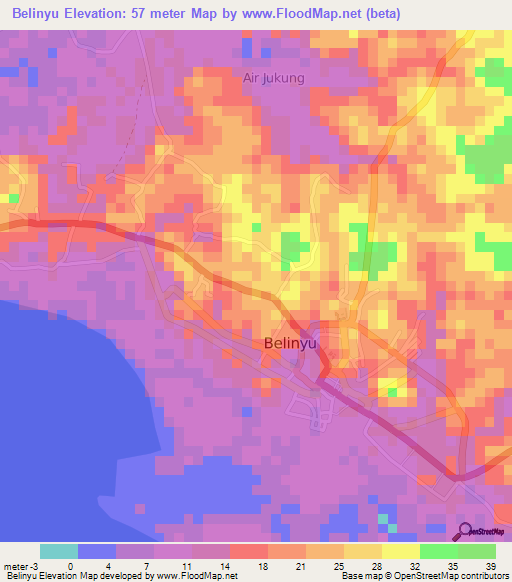 Belinyu,Indonesia Elevation Map