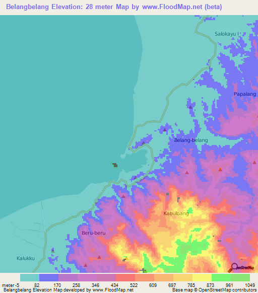 Belangbelang,Indonesia Elevation Map