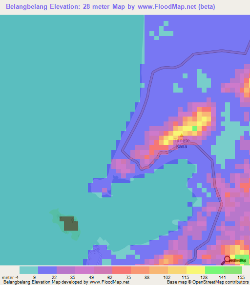 Belangbelang,Indonesia Elevation Map