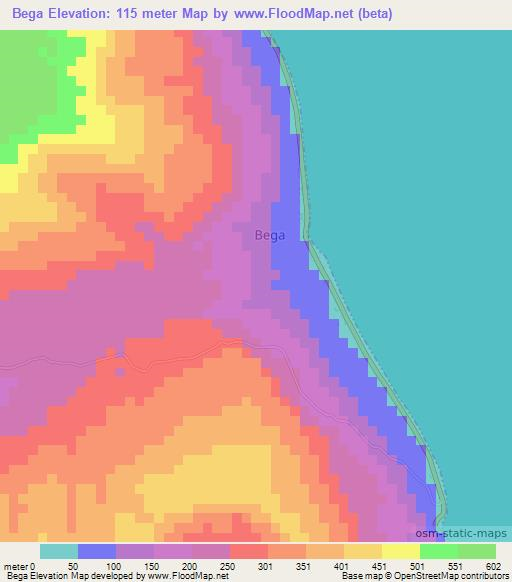 Bega,Indonesia Elevation Map