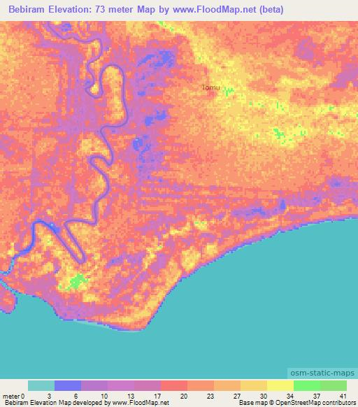 Bebiram,Indonesia Elevation Map