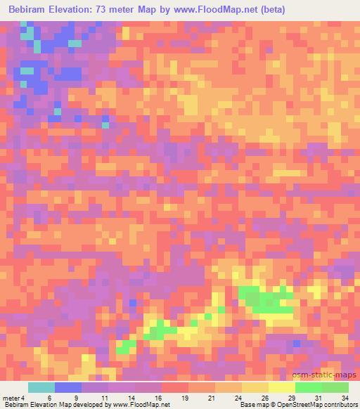 Bebiram,Indonesia Elevation Map