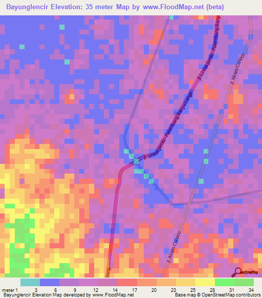 Bayunglencir,Indonesia Elevation Map