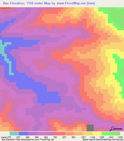 Bau,Indonesia Elevation Map