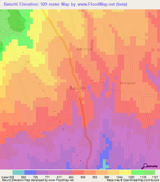 Baturiti,Indonesia Elevation Map