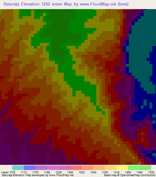 Baturaja,Indonesia Elevation Map