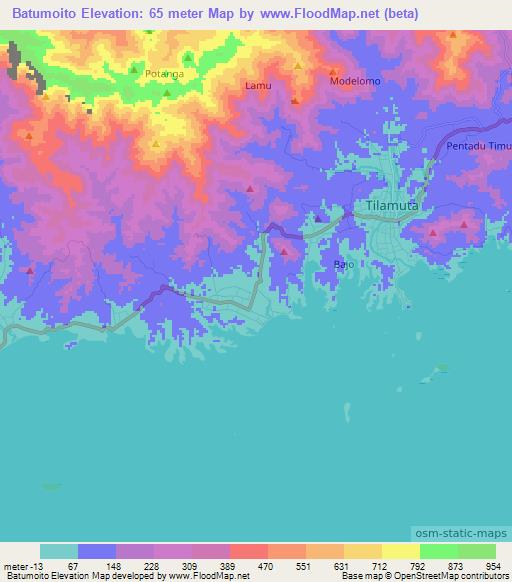 Batumoito,Indonesia Elevation Map