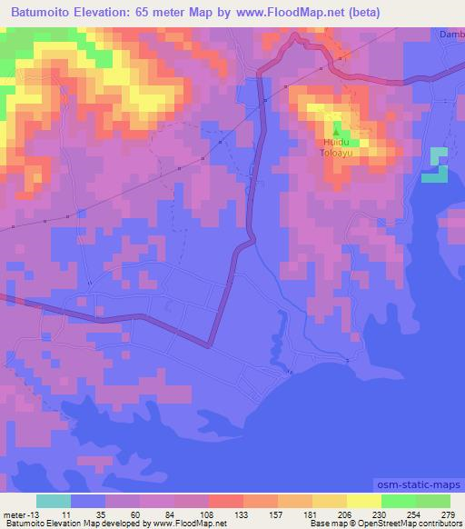 Batumoito,Indonesia Elevation Map