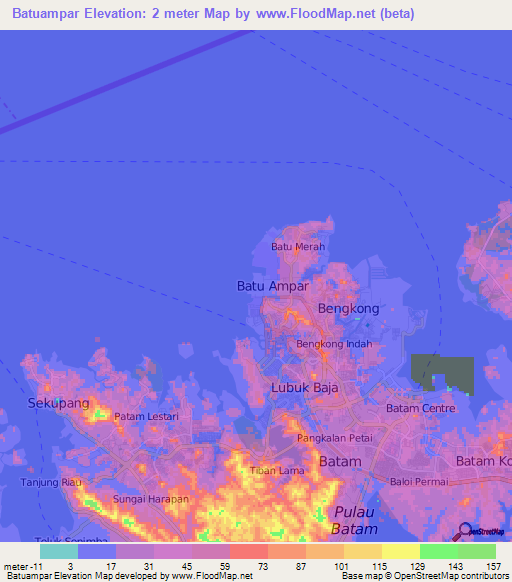 Batuampar,Indonesia Elevation Map