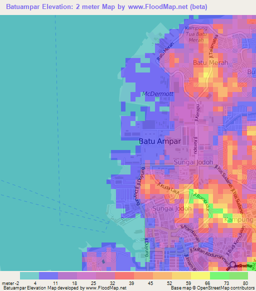 Batuampar,Indonesia Elevation Map