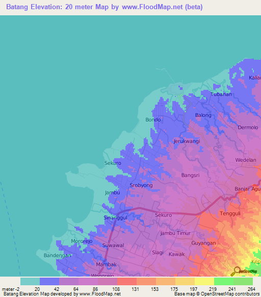 Batang,Indonesia Elevation Map