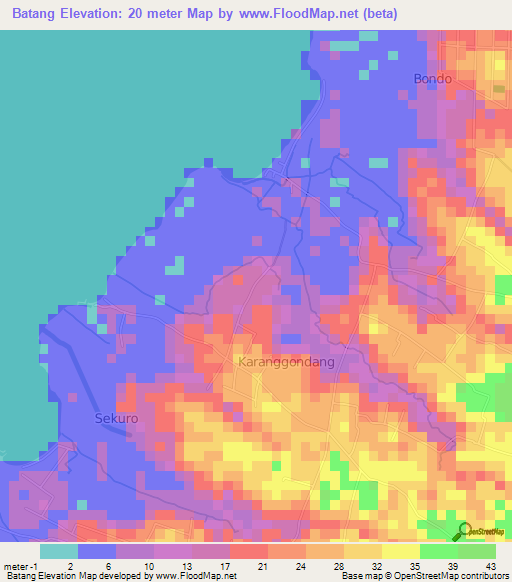 Batang,Indonesia Elevation Map