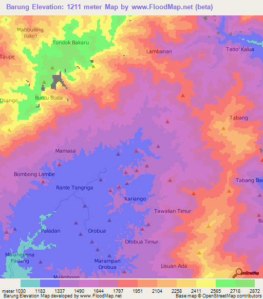 Barung,Indonesia Elevation Map