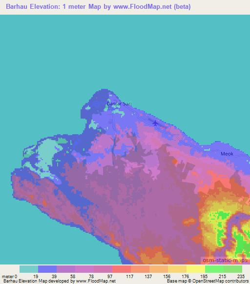 Barhau,Indonesia Elevation Map