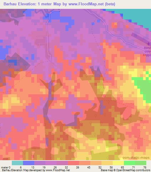 Barhau,Indonesia Elevation Map