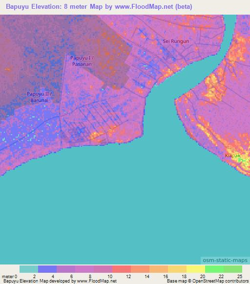 Bapuyu,Indonesia Elevation Map