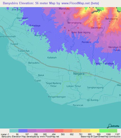 Banyubiru,Indonesia Elevation Map