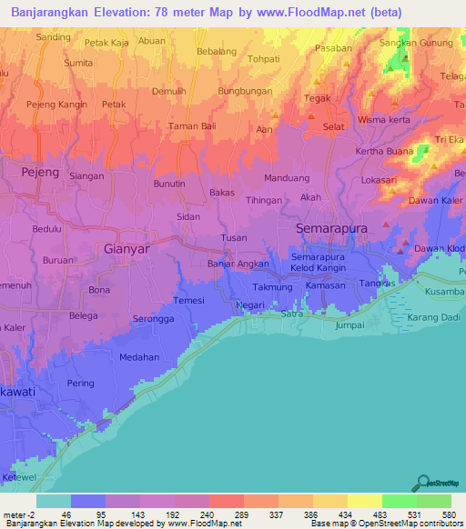 Banjarangkan,Indonesia Elevation Map