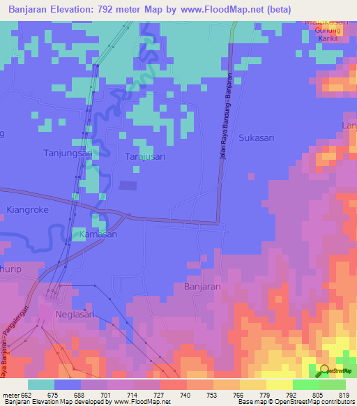 Banjaran,Indonesia Elevation Map