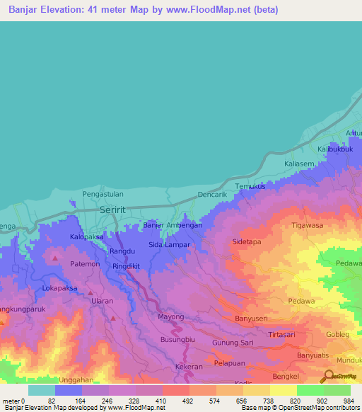 Banjar,Indonesia Elevation Map