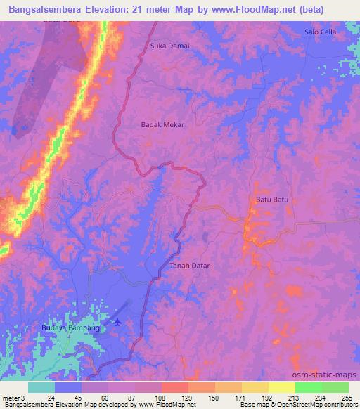 Bangsalsembera,Indonesia Elevation Map