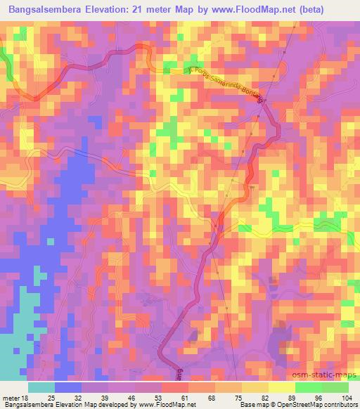 Bangsalsembera,Indonesia Elevation Map