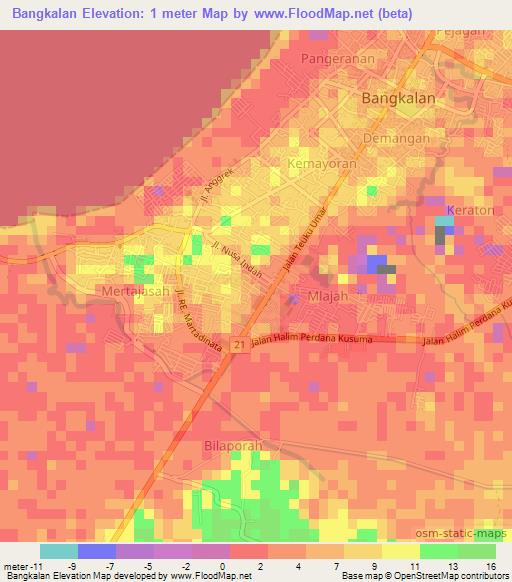 Bangkalan,Indonesia Elevation Map