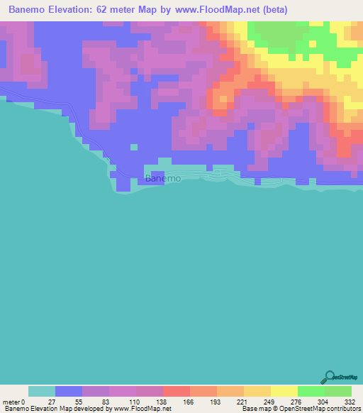 Banemo,Indonesia Elevation Map