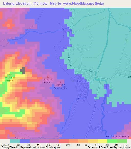 Balung,Indonesia Elevation Map