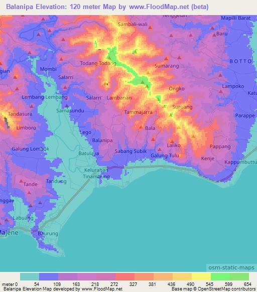 Balanipa,Indonesia Elevation Map