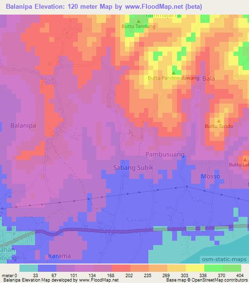 Balanipa,Indonesia Elevation Map