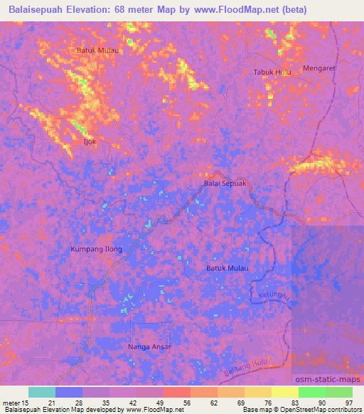 Balaisepuah,Indonesia Elevation Map