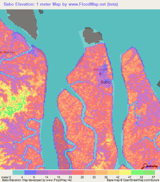 Babo,Indonesia Elevation Map