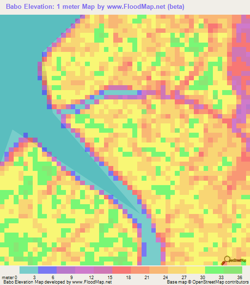 Babo,Indonesia Elevation Map