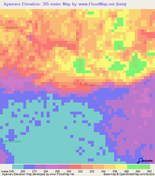 Ayamaru,Indonesia Elevation Map