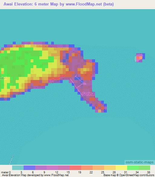 Awai,Indonesia Elevation Map