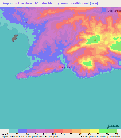 Auponhia,Indonesia Elevation Map