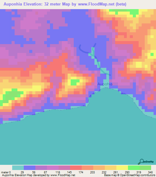 Auponhia,Indonesia Elevation Map