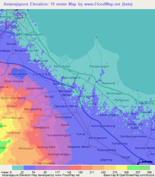 Astanajapura,Indonesia Elevation Map