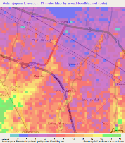 Astanajapura,Indonesia Elevation Map