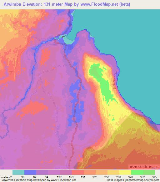 Arwimba,Indonesia Elevation Map