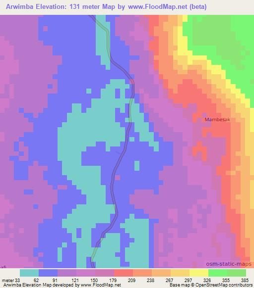 Arwimba,Indonesia Elevation Map