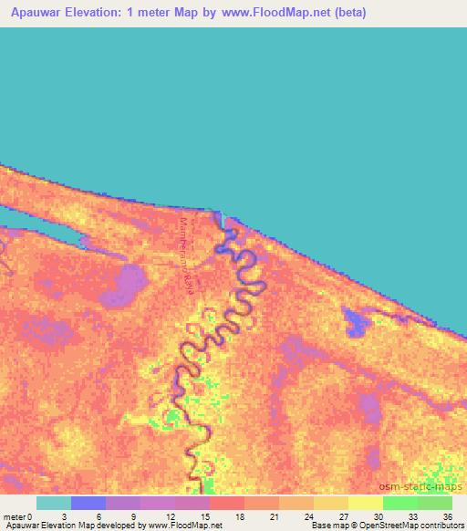 Apauwar,Indonesia Elevation Map