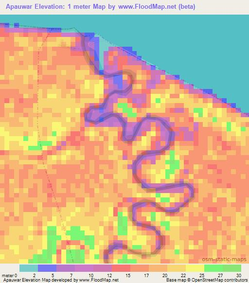 Apauwar,Indonesia Elevation Map