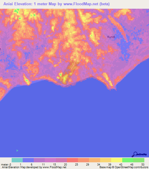 Aniai,Indonesia Elevation Map