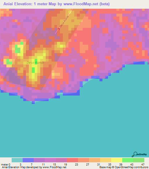 Aniai,Indonesia Elevation Map